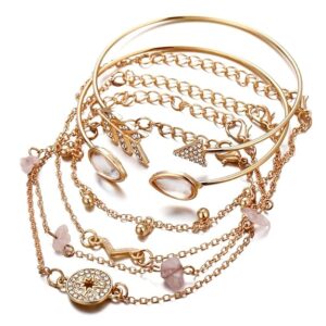 shining diva fashion latest stylish multilayer gold plated bangle bracelet for women and girls (rr14669b) set of 6