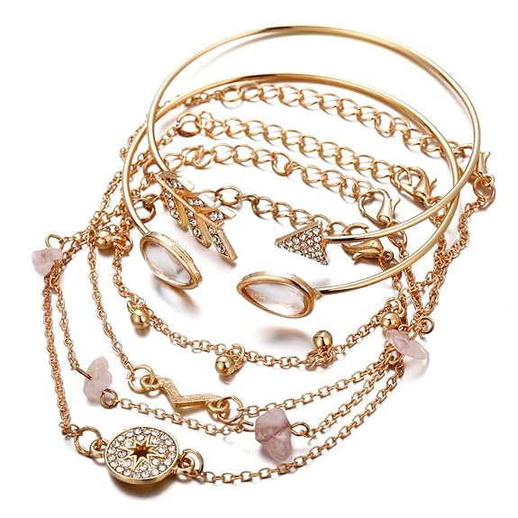 shining diva fashion latest stylish multilayer gold plated bangle bracelet for women and girls (rr14669b) set of 6 shining diva fashion latest stylish multilayer gold plated bangle bracelet for women and girls (rr14669b) set of 6