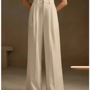 women relaxed beige viscose rayon trousers