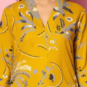 libas mustard printed cotton co ords